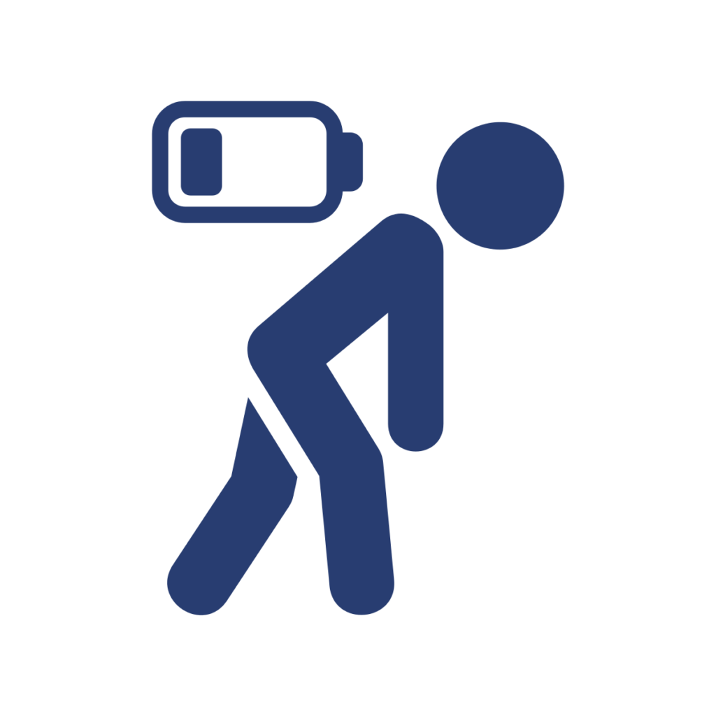 Icone homme fatigué avec batterie déchargée